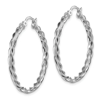 14K Polished White Gold 2.5mm Twisted Hoop Earrings