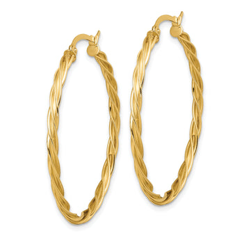 14K Polished Twisted 2.5mm Hoop Earrings