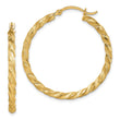 14K Twisted Satin Diamond-Cut Hoop Earrings