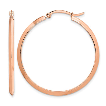 14K Rose Gold Polished Hoop Earrings - Birthstone Company