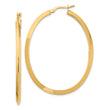 14K Large 3mm Knife Edge Oval Hoop Earrings