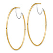 14K Two-Tone Large 2x55mm D/C Wire Polished Hoop Earrings