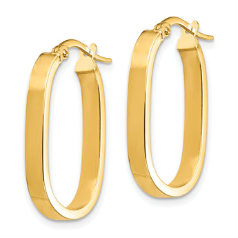 14K 3x2mm Oval Hoop Earrings