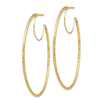 14K 1.5x50mm D/C with Polished wire Hoop Earrings
