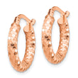 14k Rose Gold 3x10mm Diamond-cut Hoop Earrings