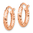 14k Rose Gold 3x10mm Diamond-cut Hoop Earrings - Birthstone Company