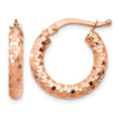 14k Rose Gold 3x10mm Diamond-cut Hoop Earrings - Birthstone Company