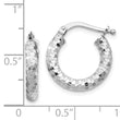 14k White Gold 3x10mm Diamond-cut Hoop Earrings