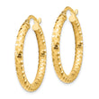 14K 3x27mm Diamond-cut Hoop Earrings