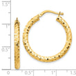 14K 3x27mm Diamond-cut Hoop Earrings