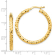 14K 3x32mm Diamond-cut Hoop Earrings