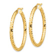14K 3x38mm Diamond-cut Hoop Earrings
