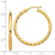 14K 3x38mm Diamond-cut Hoop Earrings