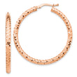 14k Rose Gold 3x38mm Diamond-cut Hoop Earrings