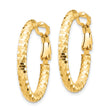 14K 3mm Small Diamond-cut Oval Omega Back Hoop Earrings