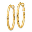 14K 3mm Medium Diamond-cut Oval Omega Back Hoop Earrings