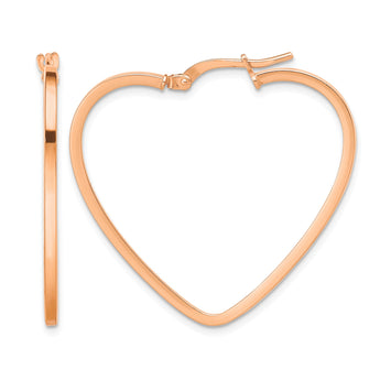 14K Rose Gold Polished Heart Hoop Earrings - Birthstone Company