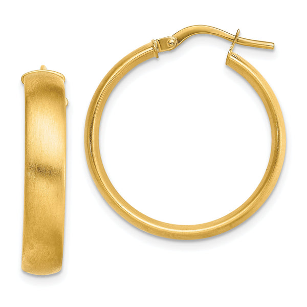 14K Medium x5mm Satin Hoop Earrings