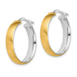 14K with White Rhodium Medium 5mm Polished & Satin Hoop Earrings