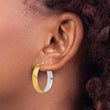 14K with White Rhodium Medium 5mm Polished & Satin Hoop Earrings