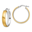 14K with White Rhodium Medium 5mm Polished & Satin Hoop Earrings