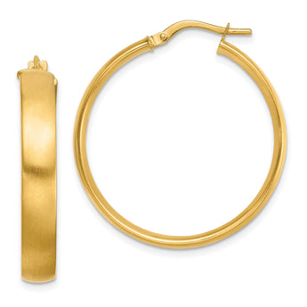 14K Large 5mm Satin Hoop Earrings