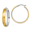 14K with White Rhodium Large 5mm Polished & Satin Hoop Earrings