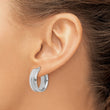 14K White Gold 19mm Satin and Polished Hoop Earrings