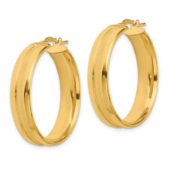 14K 30mm Satin and Polished Hoop Earrings