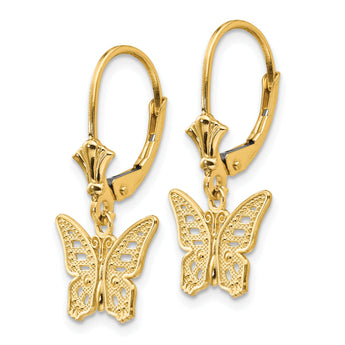 14K Butterfly Leverback Earrings
