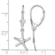 14K White Gold 3-D Mini Starfish Leverback Earrings - Birthstone Company