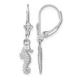 14K White Gold 3-D Seahorse Leverback Earrings - Birthstone Company