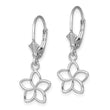 14K White Gold Polished Cut-Out Flower Leverback Earrings - Birthstone Company