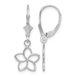 14K White Gold Polished Cut-Out Flower Leverback Earrings - Birthstone Company