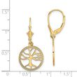14K Tree of Life In Round Frame Leverback Earrings