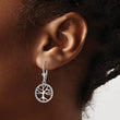 14K White Gold Tree of Life In Round Frame Leverback Earrings - Birthstone Company