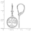 14K White Gold Tree of Life In Round Frame Leverback Earrings - Birthstone Company