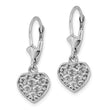 14K White Gold 3-D Mini D/C Puffed Heart Leverback Earrings - Birthstone Company