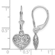 14K White Gold 3-D Mini D/C Puffed Heart Leverback Earrings - Birthstone Company