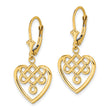 14K Celtic Knot Heart Leverback Earrings