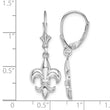 14K White Gold Small Fleur-de-Lis Leverback EARRINGS - Birthstone Company