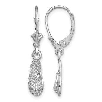 14k White Gold Flip Flop Leverback Earrings - Birthstone Company