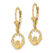 14k Polished Claddagh Leverback Earrings