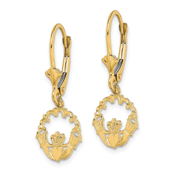 14k Polished Claddagh Leverback Earrings - Birthstone Company