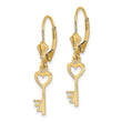 14K Polished Heart Key Leverback Earrings - Birthstone Company