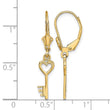 14K Polished Heart Key Leverback Earrings - Birthstone Company