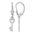 14K White Gold Polished Heart Key Leverback Earrings - Birthstone Company