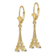 14K 3-D Eiffel Tower Leverback Earrings - Birthstone Company