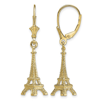 14K 3-D Eiffel Tower Leverback Earrings - Birthstone Company