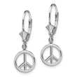 14K White Gold 3-D Peace Symbol Leverback Earrings - Birthstone Company